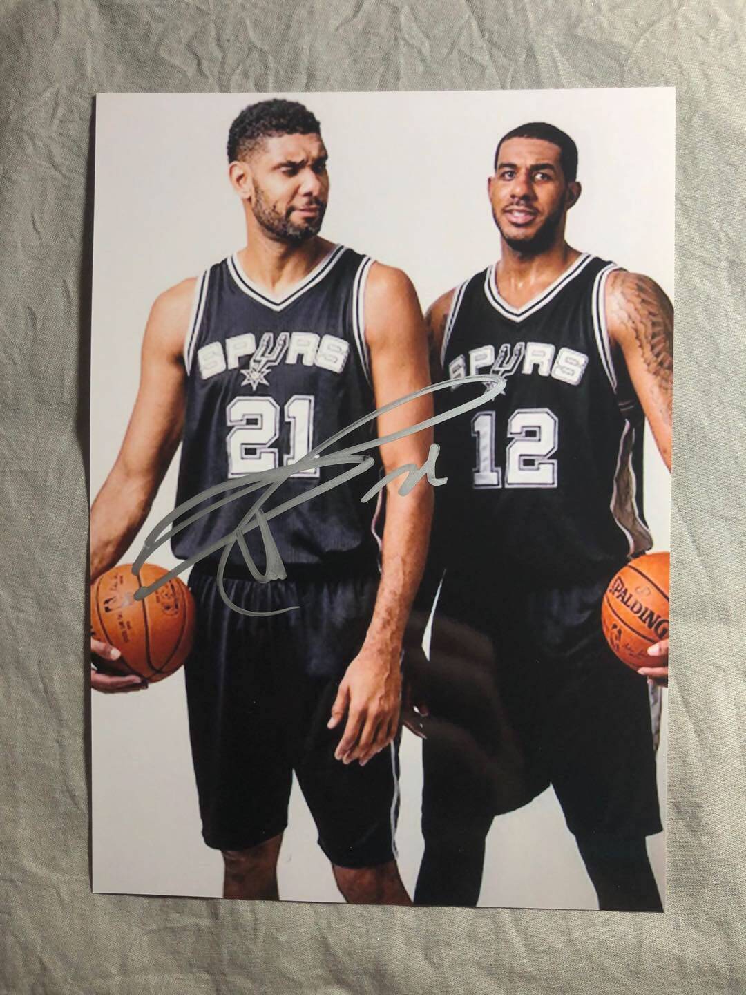 石佛 蒂姆邓肯亲笔签名照 七寸 马刺队