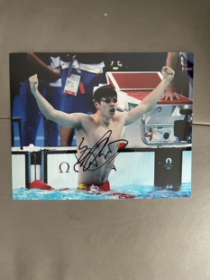 潘展乐亲笔签名十寸大照片  游泳选手