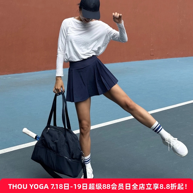 高腰速干显瘦网球裙裤 女透气显瘦百褶裙裤防走光运动短裙 带口袋