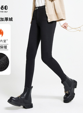 韩国sp68加绒打底裤外穿女士冬季新款加厚加绒魔术裤高弹小脚裤子