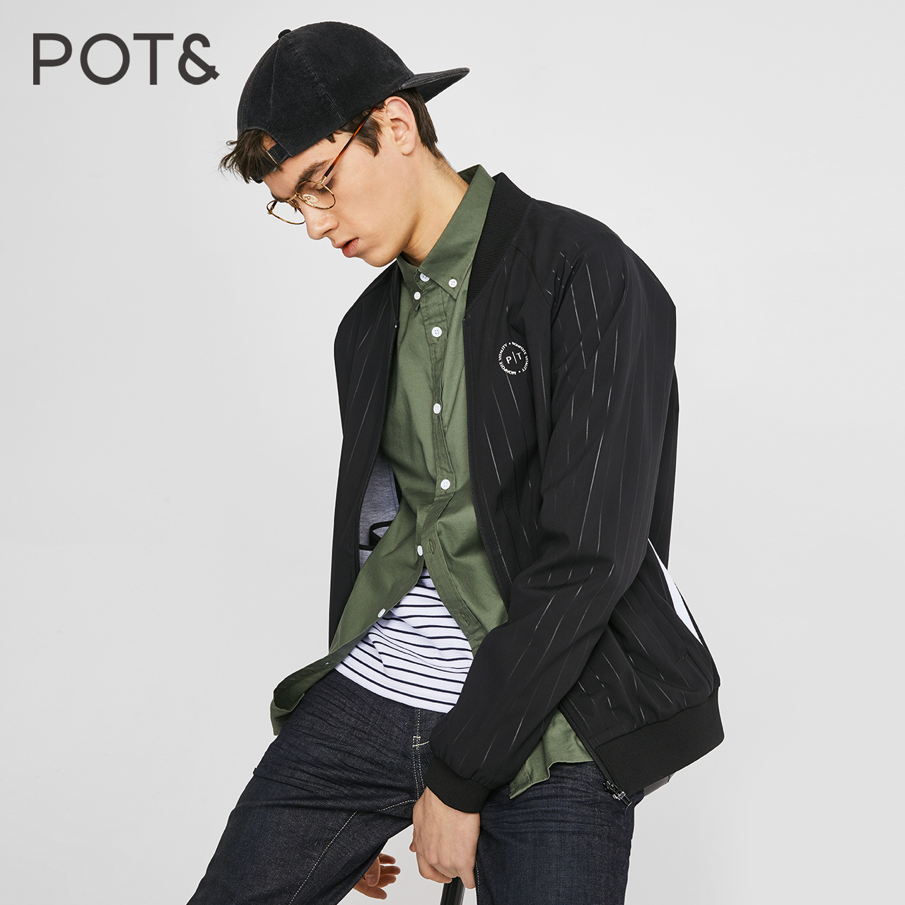 POTEÀÏı´¶ûÄÐ×°2018´ºÏÄÐÂÆ·ºÚÉ«³£¹æËóÖ¯¼Ð¿ËÉ̳¡Í¬¿î