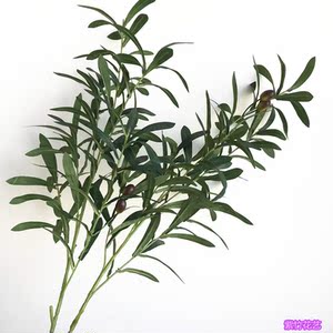新款仿真橄榄果红色橄榄枝假花带果树叶和平鸽树叶运动会道具10枝