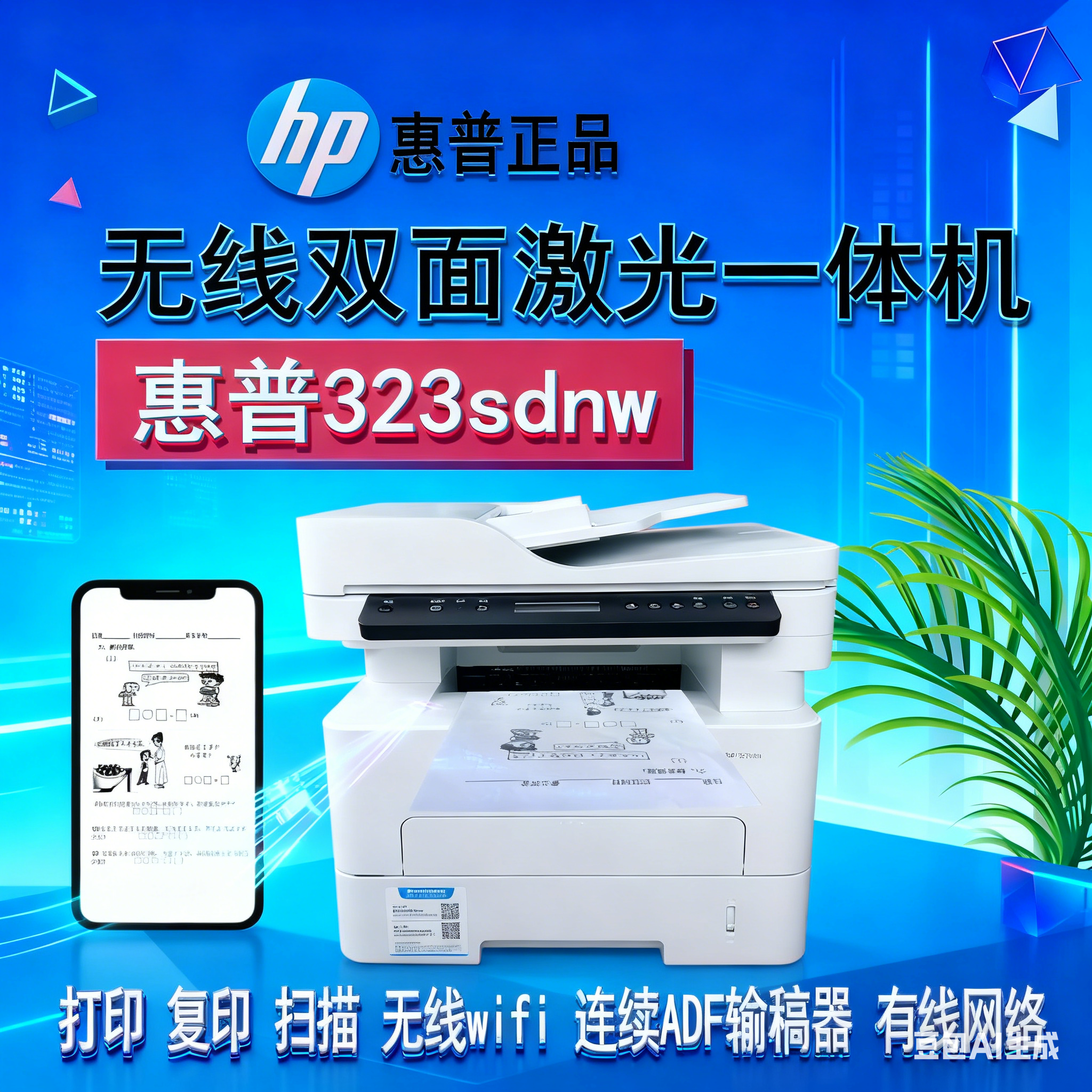 hp惠普323dnw/323sdnw/233sdw黑白激光打印机