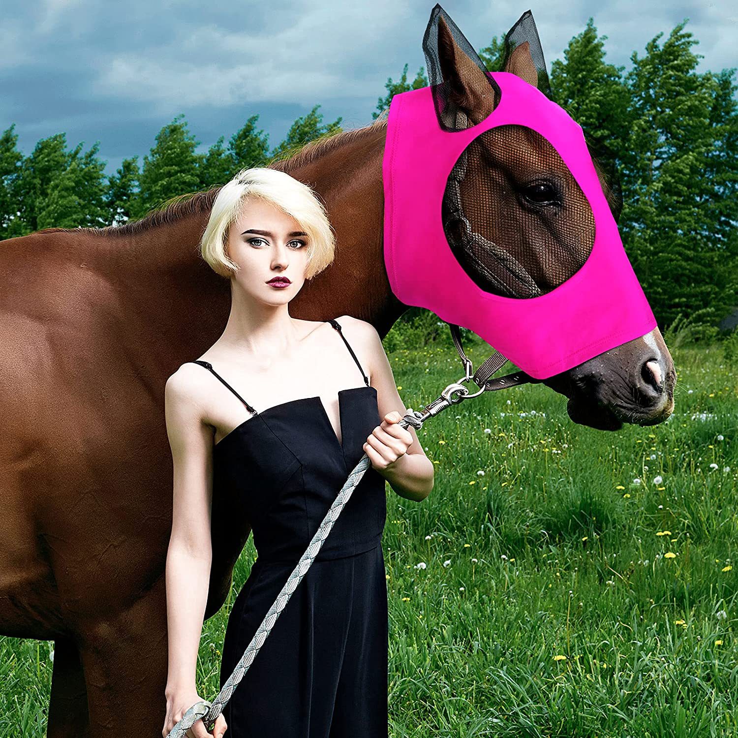 新款防蚊马头罩马脸透气马面罩马匹马衣马面罩马术用品马具-封面