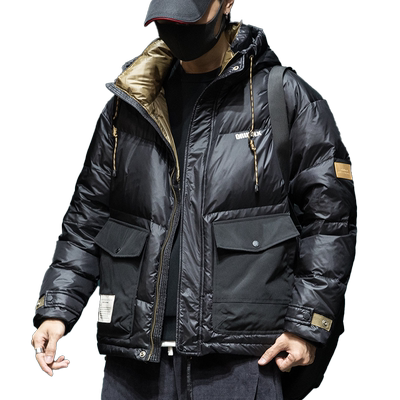 潮牌工装羽绒服男宽松大码加厚潮