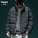 日系潮流排骨鸭绒羽绒服男冬季 宽松休闲保暖立领加厚纯色外套 新款