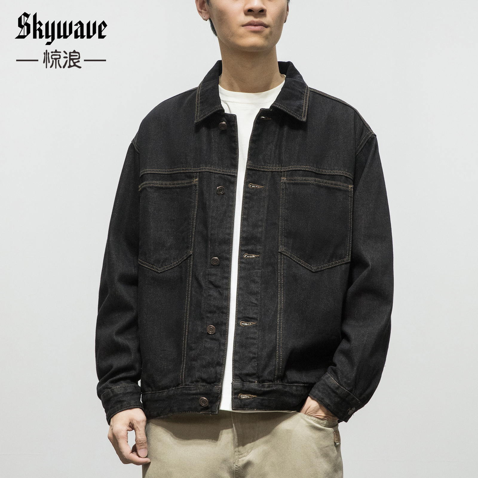 美式痞帅原色牛仔夹克外套