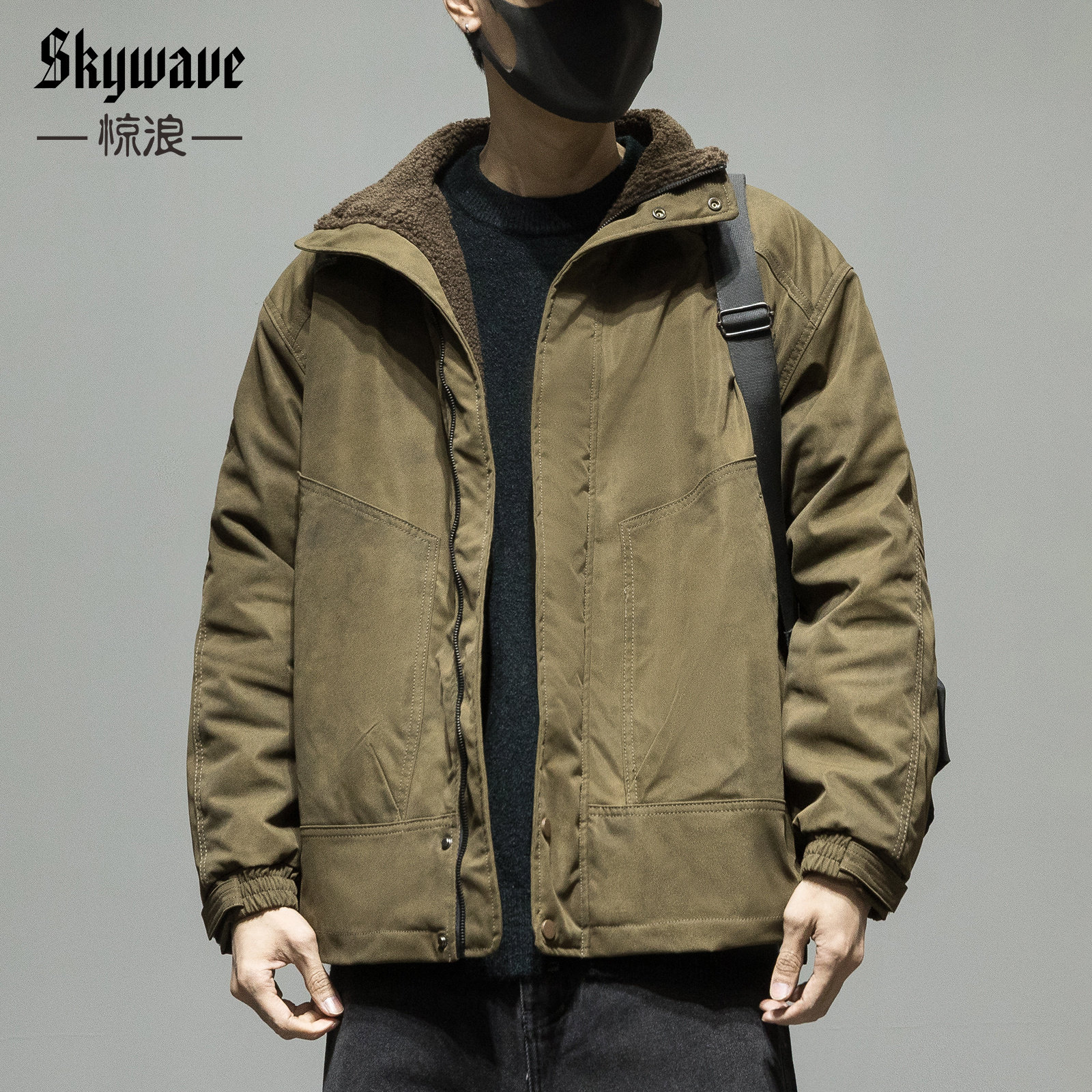 复古扎染棉服外套内里仿羊羔绒