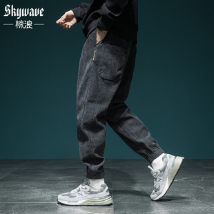 宽松加肥加大码 卫裤 百搭潮牌运动裤 新款 裤 男裤 子工装 华夫格休闲裤