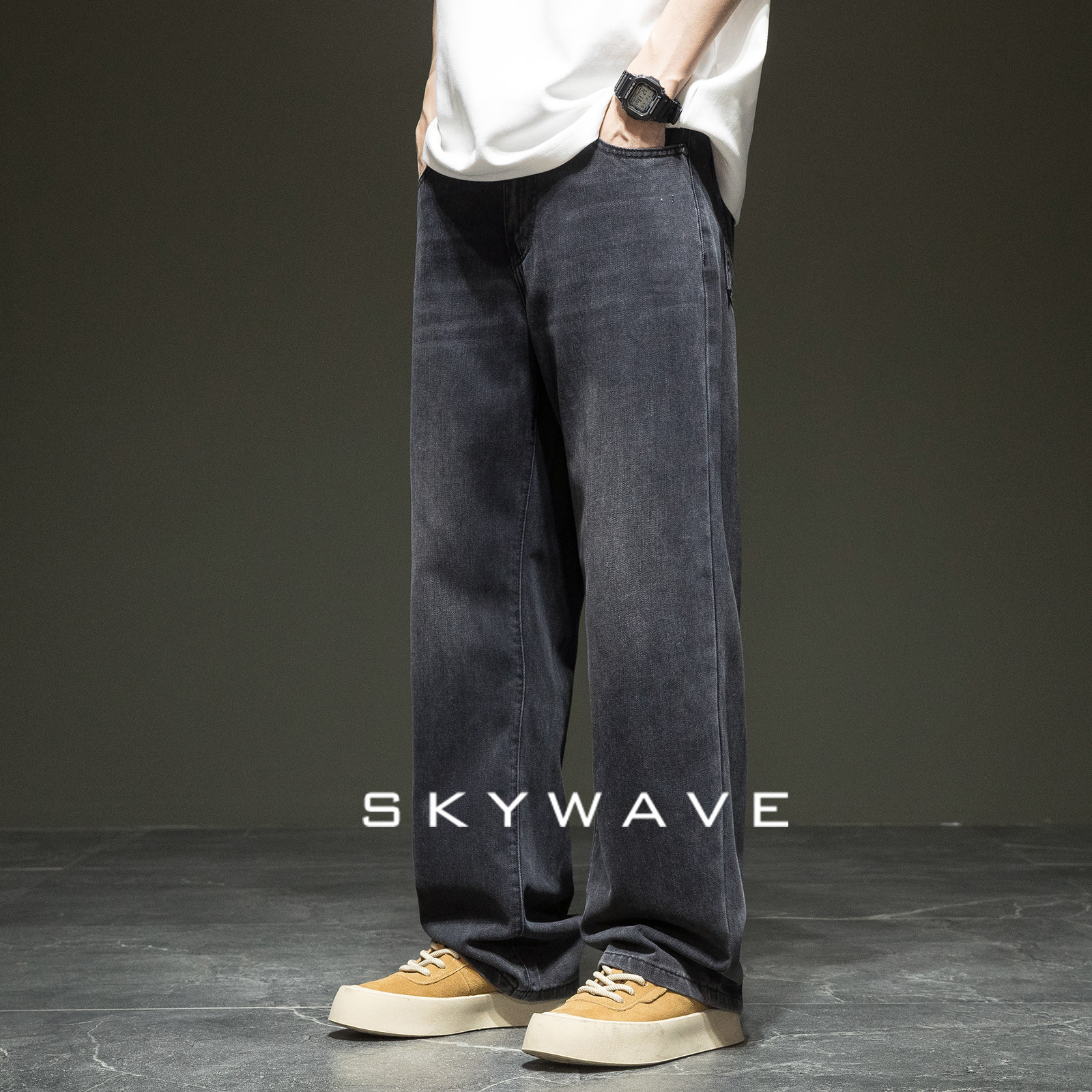 黑色水洗复古直筒牛仔裤男士冬季新款宽松大码加绒加厚休闲长裤子,男装,牛仔裤,淘宝优惠券,粉丝福利购,淘宝优惠卷