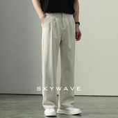 男冬季 加绒新款 百搭商务通勤长裤 英伦风白色直筒休闲裤 垂坠感西裤