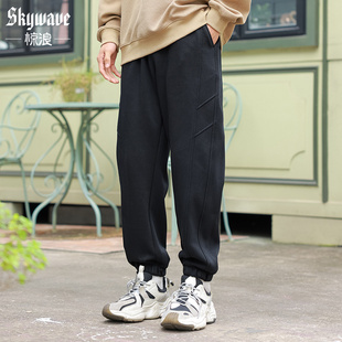 针织休闲长裤 日系重磅360克卫裤 潮牌百搭束脚运动裤 宽松大码 男士