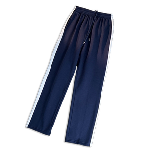 初高中学生校服裤男女通用冬款加绒一条杠拼色宽松休闲直筒运动裤