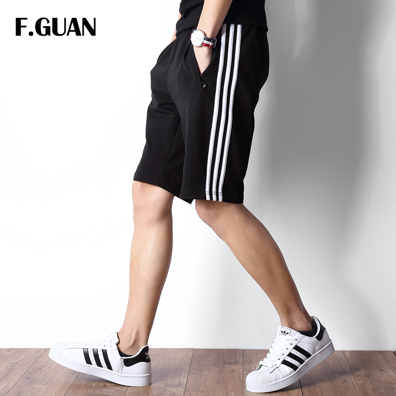 三条杠运动裤短裤男士纯棉宽松潮