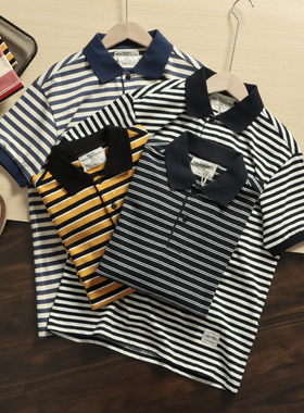 sta幻影短袖纯棉磨毛条纹POLO衫夏季新款休闲商务风男士方领T恤男