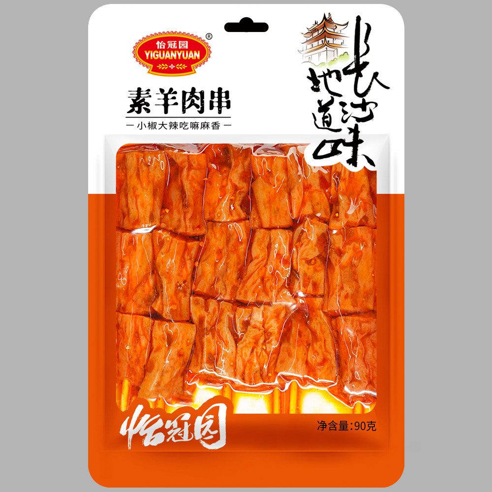 【怡冠园】90g素羊肉串休闲零食儿时味道厂家批发麻辣味素食小吃
