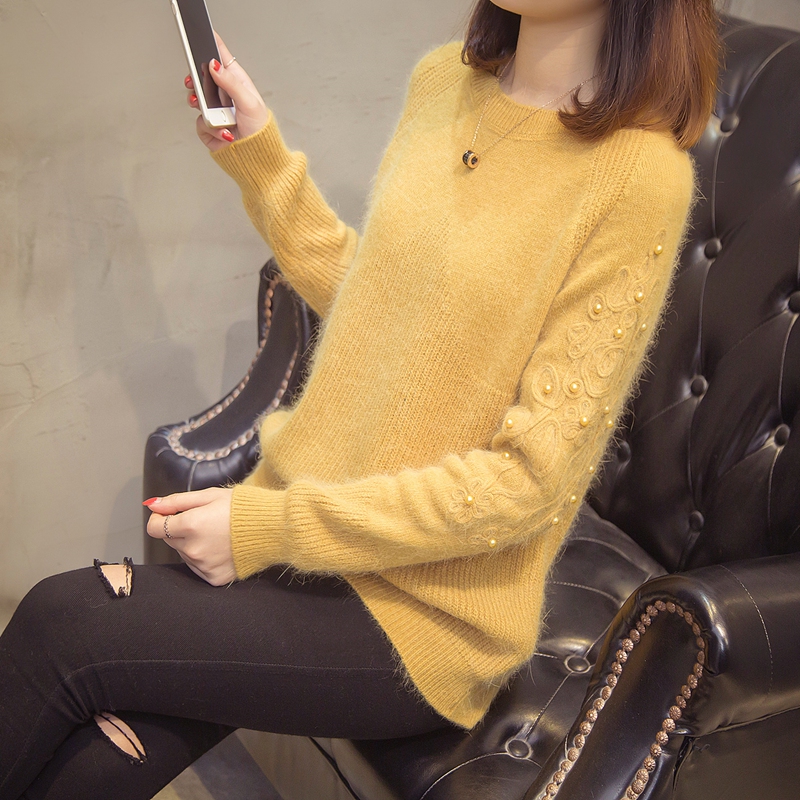 网红套头女士毛衣2018新款女秋款秋装甜美钉珠上衣兔毛针织打底衫|ruв категории Женская одежда, свитер - от Buy2taobao.com для оказания профессиональной услуги покупки агента Taobao