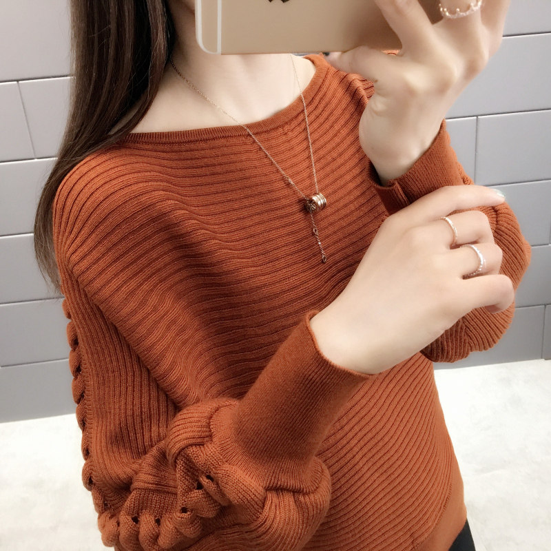 秋季新款毛衣女宽松慵懒风短款蝙蝠衫镂空外套2020韩版针织衫打底