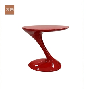 意式极简玻璃钢艺术边几圆形亮光烤漆客厅小圆桌创意设计师边几