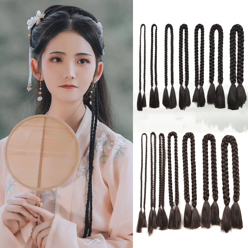 影视古装儿童麻花小辫子秀禾双稍写真舞台演出造型假发大辫子包邮