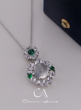 水沫玉S925纯银女锁骨链优雅项链