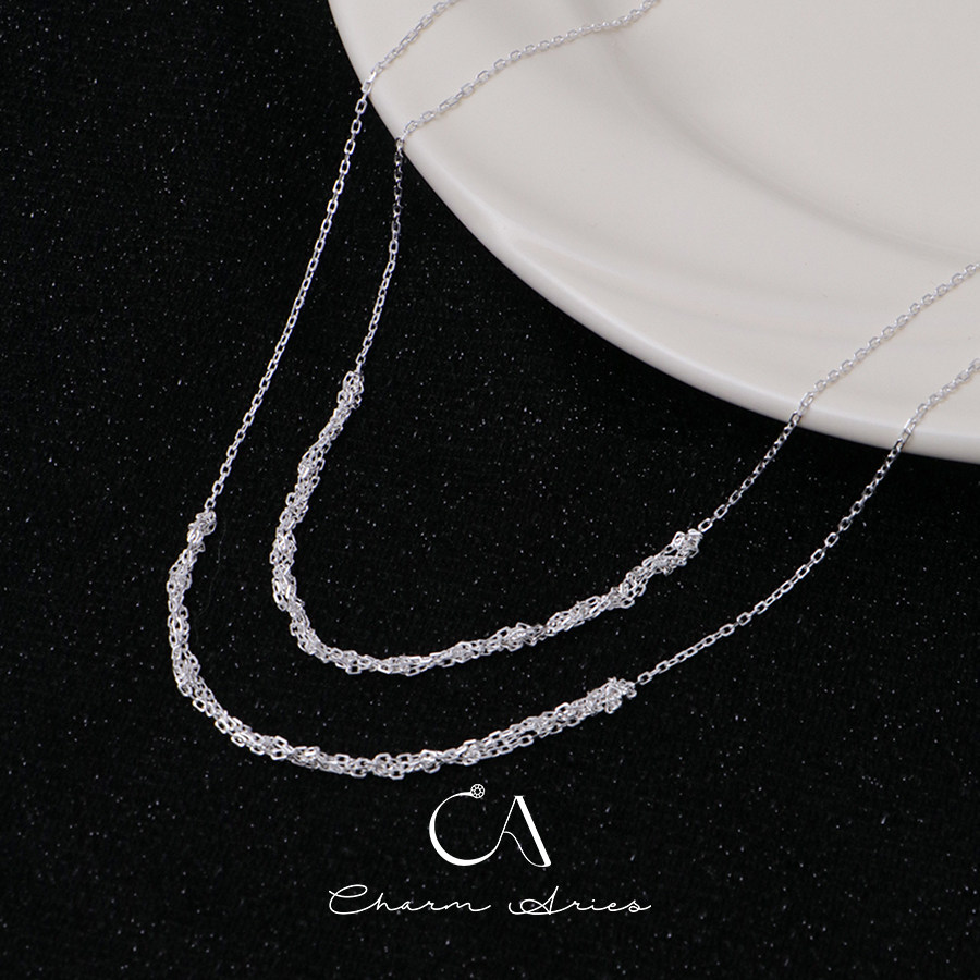 以色列小众设计S925纯银项链手工编织长款双层叠戴欧美个性毛衣链