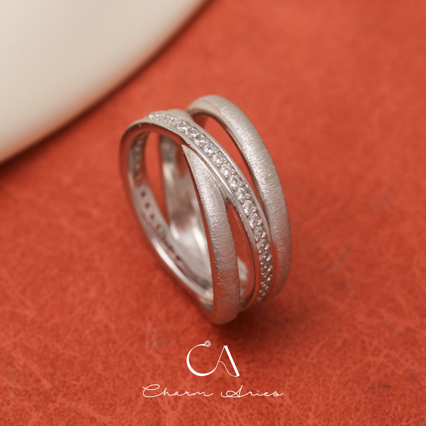 s925纯银意大利拉丝工艺多层戒指