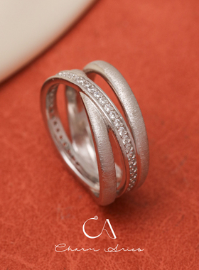 s925纯银意大利拉丝工艺多层戒指