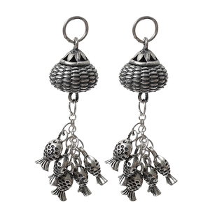 s925银复古鱼篓小鱼流苏吊坠手链耳环diy纯银配件配饰银饰饰品