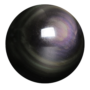 卡简天然黑曜石散珠 双彩虹眼绿眼紫眼彩光黑耀石diy手链项链配件