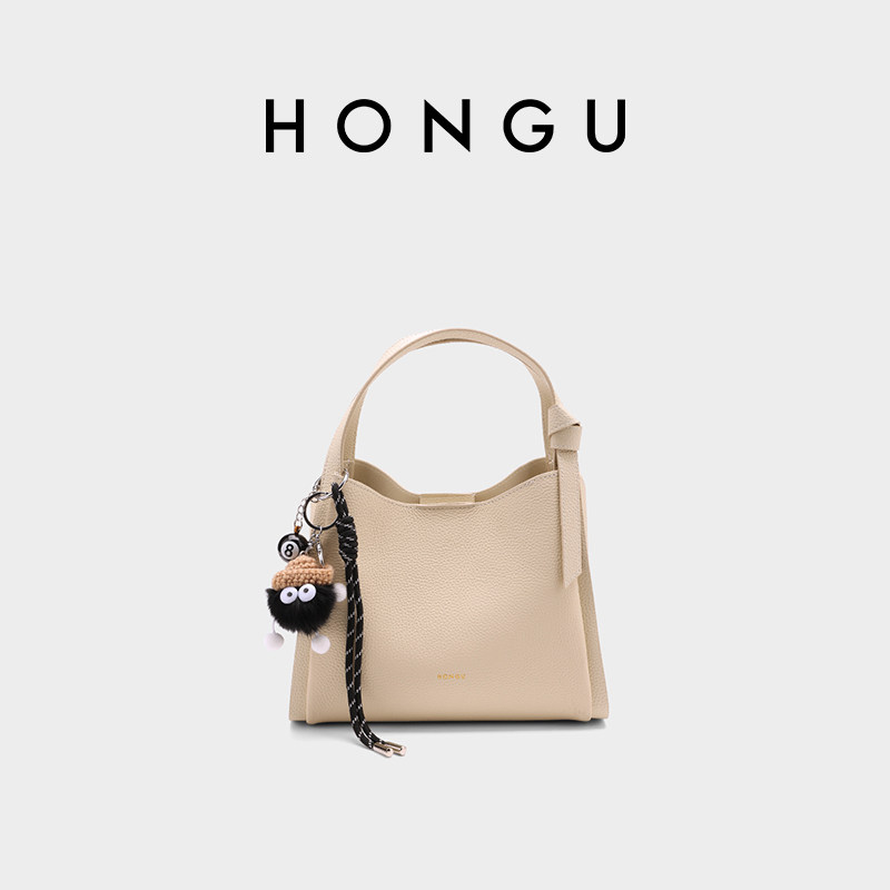 红谷女包时尚水桶包头层牛皮单肩斜挎包