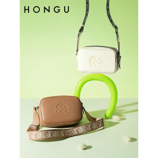 红谷女包2023新款 潮流女士相机包牛皮休闲宽肩带斜挎包女5205 时尚