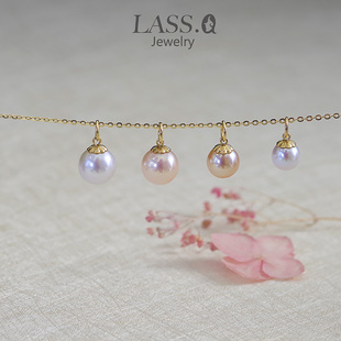 媲美akoya天然淡水正圆极光真珍珠大圈闭口吊坠可搭配各种链子DIY