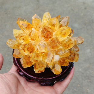 天然黄水晶簇招财摆件 黄水晶原石幽灵消磁净化防辐射客厅摆件礼