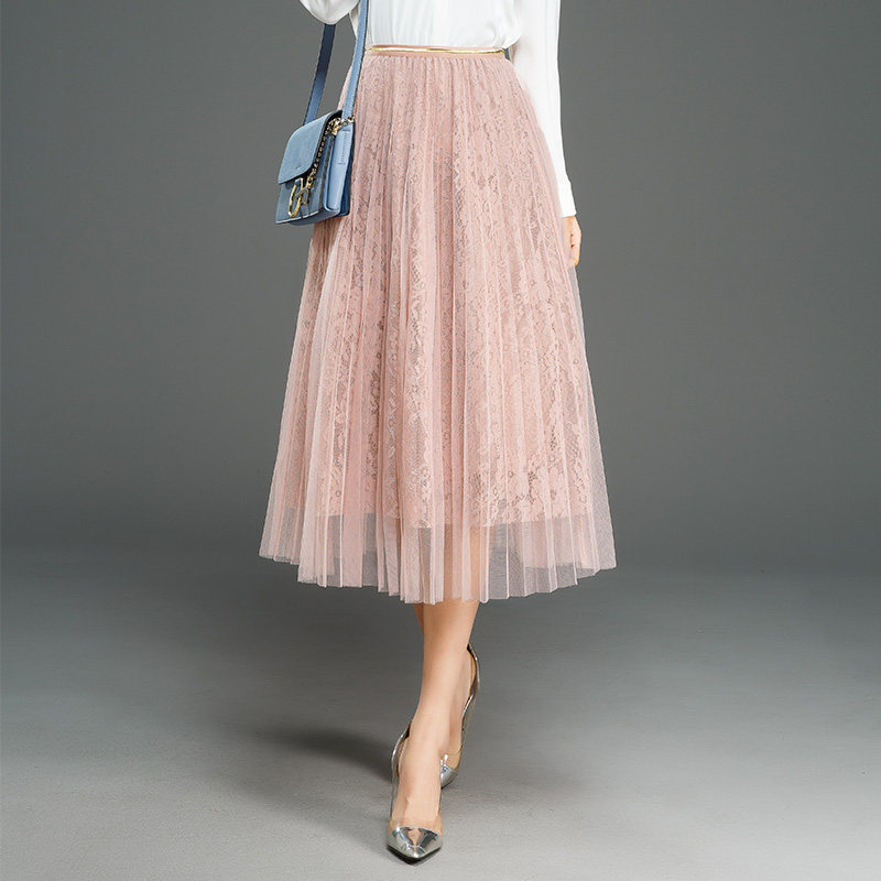 summer Pink Gauze skirt Body Sand skirt Salsa Mid length version Show thin Drape Yarn skirt Lace Bouffancy longuettein the Women's clothing/Boutique , Skirts  category - from Buy2taobao.com to provide professional Taobao agent buy service