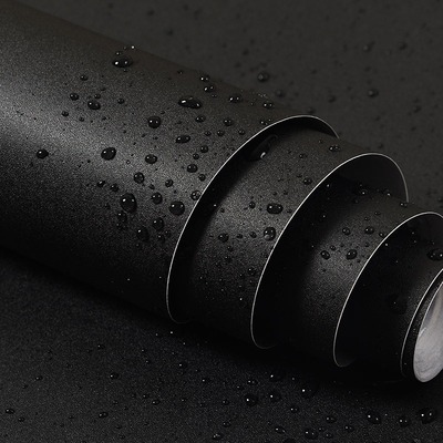 黑色自粘墙纸卧室客厅翻新贴纸