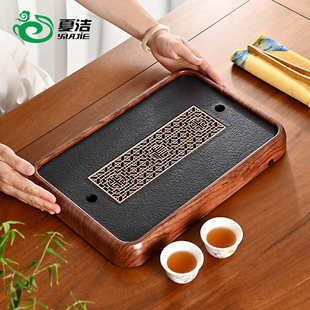 茶具乌金石茶台储水排水干泡台办公室茶托盘 茶盘小型家用2024新款