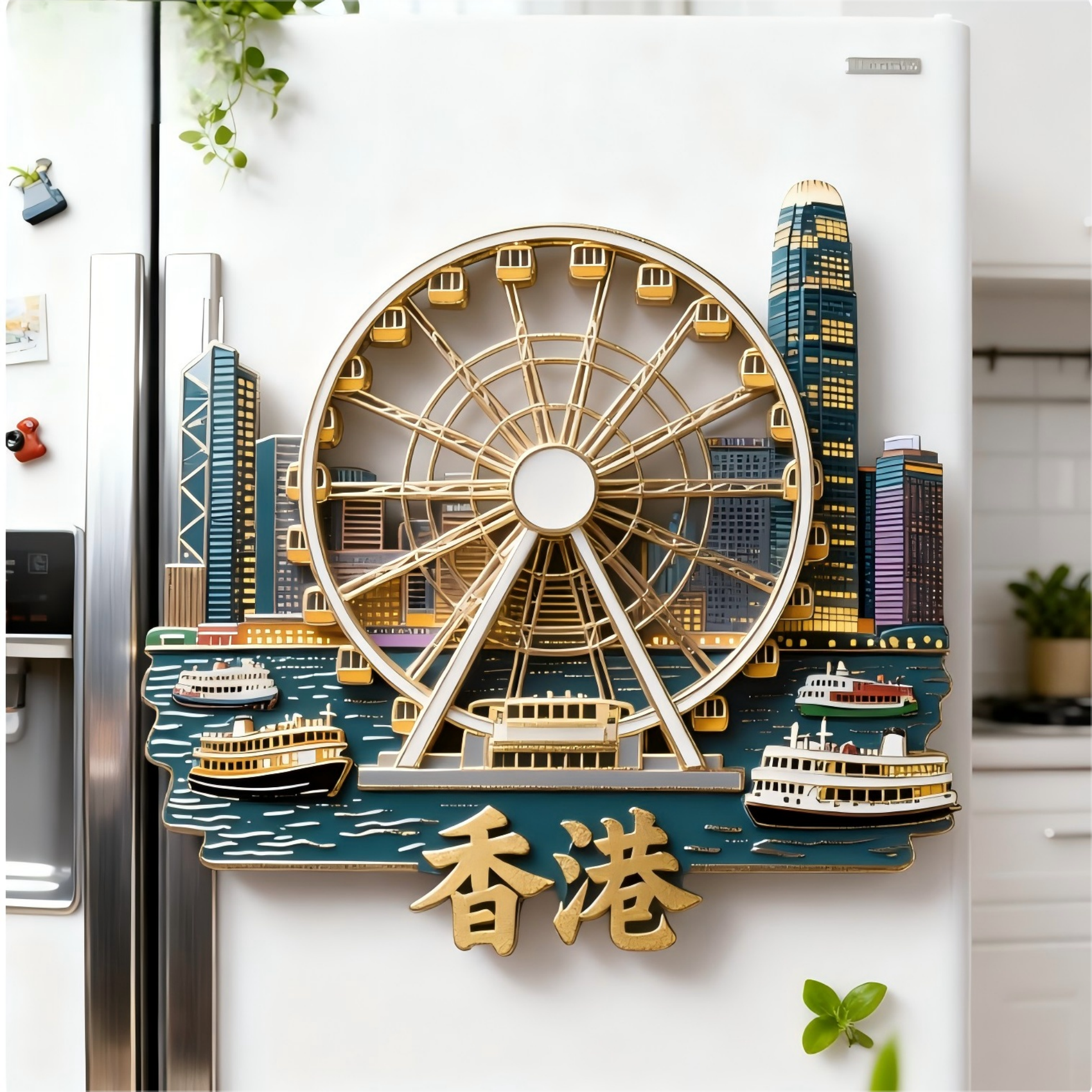 香港文创大摆轮金属磁贴
