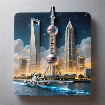 上海东方明珠豫园金属浮雕冰箱贴
