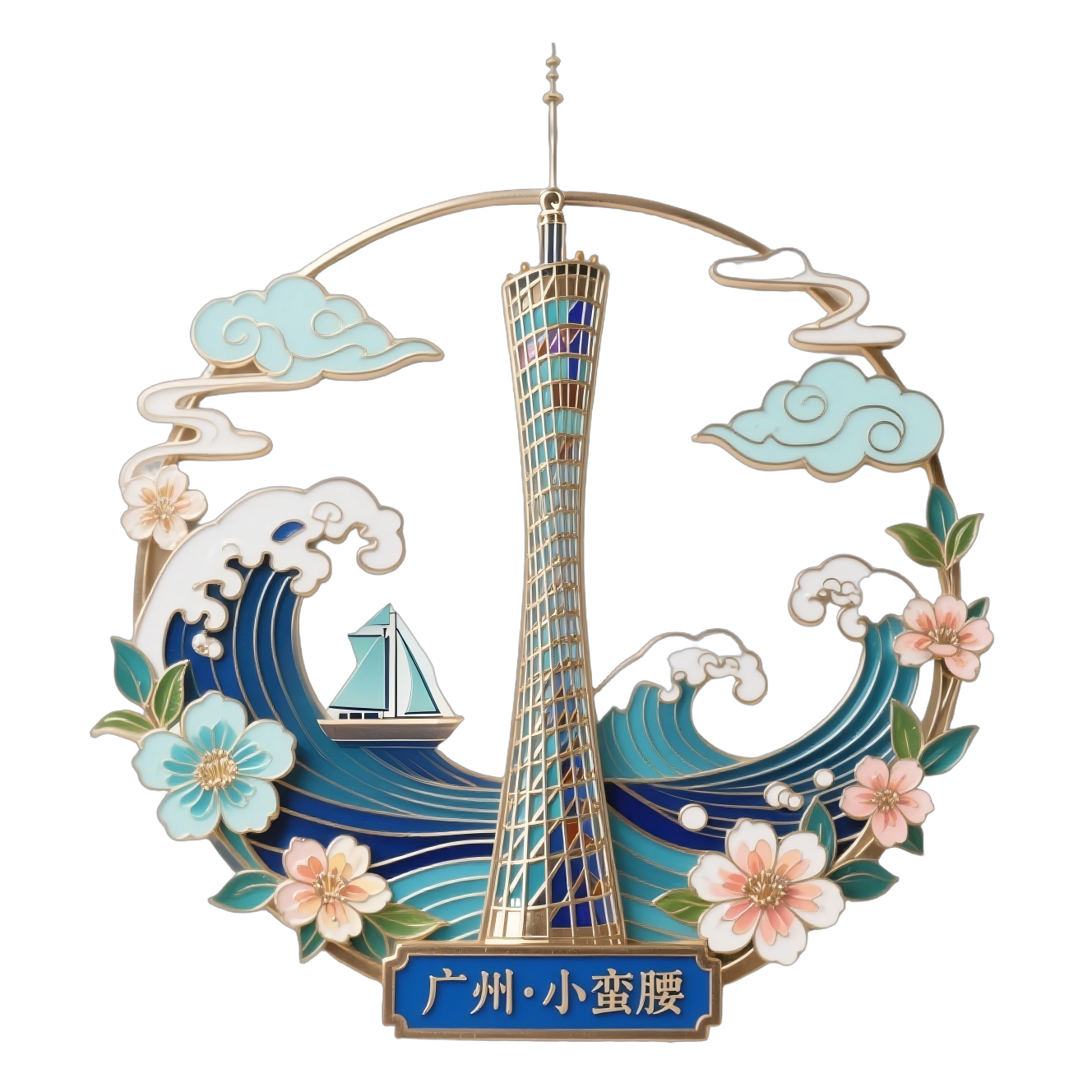 广州塔浮雕金属冰箱贴