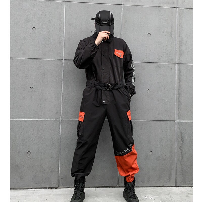 秋季新款潮流炸街一套搭配帅气连体衣宽松休闲青少年套装小脚裤男