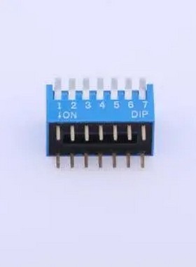 TE-07R 拨码开关蓝色07P-180度 间距2.54mm 立式直插侧拨琴键式7