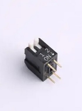 DP-02-K-T 2位 2.54mm间距 宽体黑色侧拨 DIP拨码开关 管装 插件,