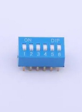 TA-06R 拨码开关蓝色06P-180度 间距2.54mm 立式直插正拨平拨6位D