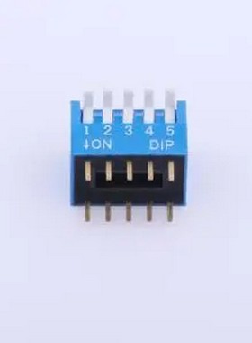 TE-05R 拨码开关蓝色05P-180度 间距2.54mm 立式直插侧拨琴键式5
