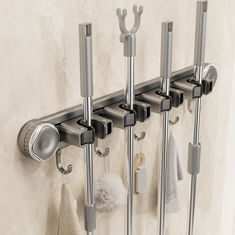 吸盘拖把壁挂夹门后免打孔挂钩浴室拖把夹扫把拖布卫生间收纳神器