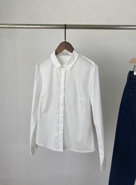 2026年夏季新款翻领长袖白衬衫女宽松百搭通勤基础款衬衣上衣