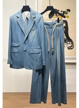 新款时尚套装女西装外套阔腿裤两件套时尚气质外套休闲长裤两件套