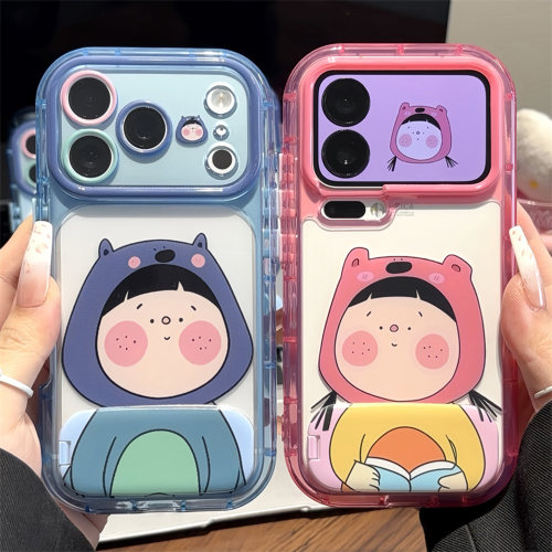 情侣卡通男女孩支架新款适用苹果17pro手机壳iPhone16max小米17华为mate80pura90K70reno16nova15荣耀400x300
