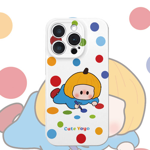 彩色波点小女孩适用苹果18pro手机壳iPhone17max13小米18华为mate80pura80K90nova16reno14x300magic8findx7
